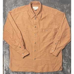 Ermenegildo Zegna Dress Shirt Men's Large Orange Striped Long Sleeve Textured